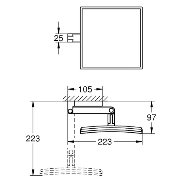 Grohe Selection Cube Duvara Monte Makyaj Aynası Krom - 40808000 - Görsel 4