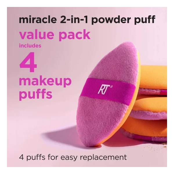 Real Techniques 4 Paket Mucize 2'si 1 Arada Puflar, Çift Taraflı Makyaj Karıştırma Pufu, Tersinir Elastik Bant, Hassas Makyaj Süngeri Ve Pudra Pufu, Sıvı, Krem Ve Toz Ürünleri İçin - Görsel 4