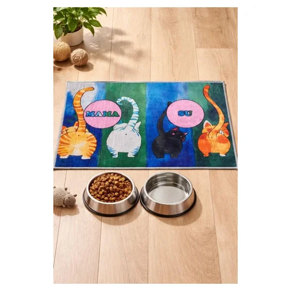 Renkli Kedi Mama Matı, Kedi Servis Altlığı, Su Ve Mama Kabı Paspası, Oyun Matı, Mama Paspası - Görsel 6