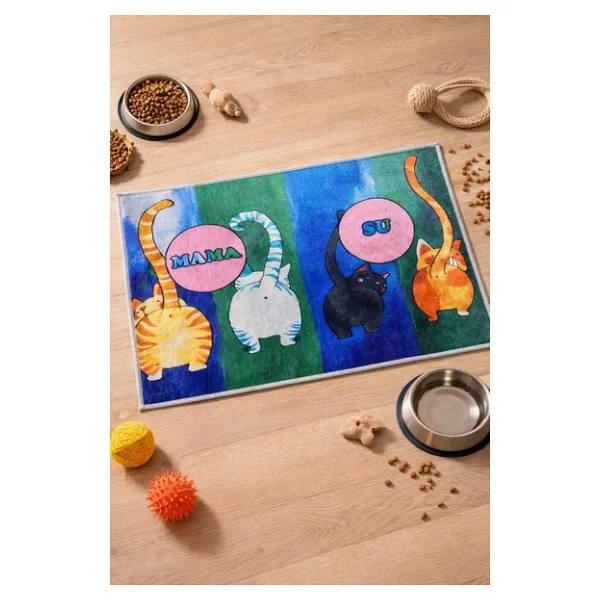 Renkli Kedi Mama Matı, Kedi Servis Altlığı, Su Ve Mama Kabı Paspası, Oyun Matı, Mama Paspası - Görsel 7