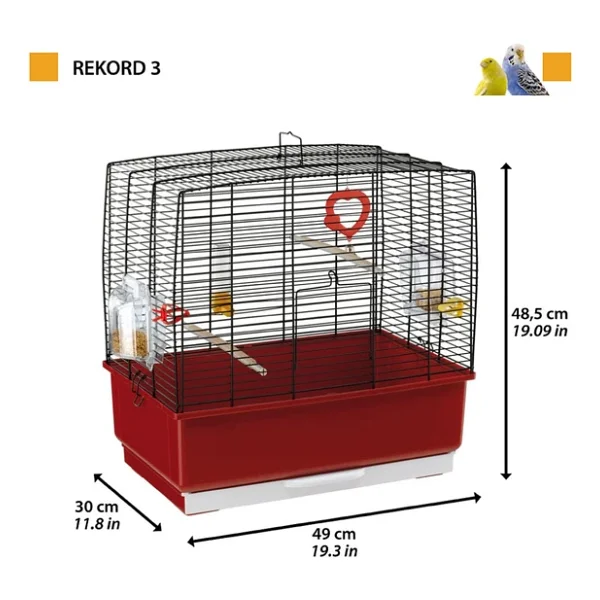 Ferplast Rekord 3 Siyah - Kanarya Ve Küçük Egzotik Kuş Kafesi, 49,5 X 30 X Y 47,5 Cm - Görsel 5