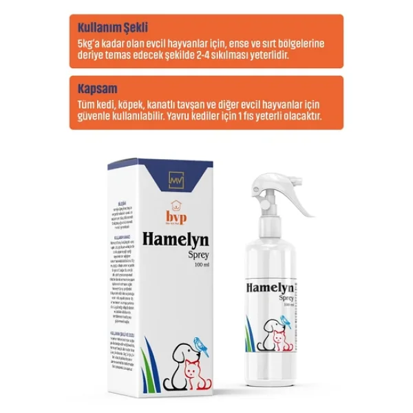 Ber Vet Pet Hamelyn Bit-Pire-Kene Spreyi, Doğal Koruma, Kedi Köpek Kuş Tavşan İçin, 100ml - Görsel 3