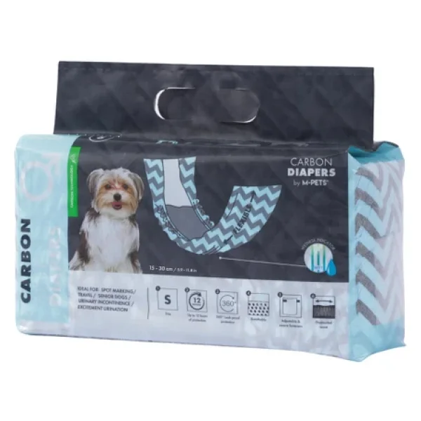 M-Pets Carbonlu Dıapers Erkek Köpekler İçin Külot (S) 18li - Görsel 4