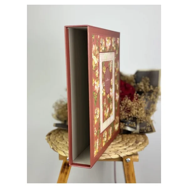 Rabsev 10x15cm 500 Fotoğraf Kapasiteli Kutulu Çiçek Desenli Lüks Ofset Fotoğraf Albümü (Bordo) - Görsel 5