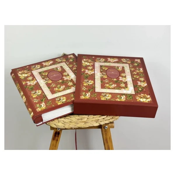 Rabsev 10x15cm 500 Fotoğraf Kapasiteli Kutulu Çiçek Desenli Lüks Ofset Fotoğraf Albümü (Bordo) - Görsel 3
