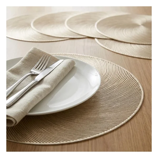 Deconox 6'lı Set Latte Desenli Plastik Amerikan Servisi, 38 Cm - Yıkanabilir Ve Silinebilir Yuvarlak Supla, Masa Servis Altlığı Takımı - Görsel 3