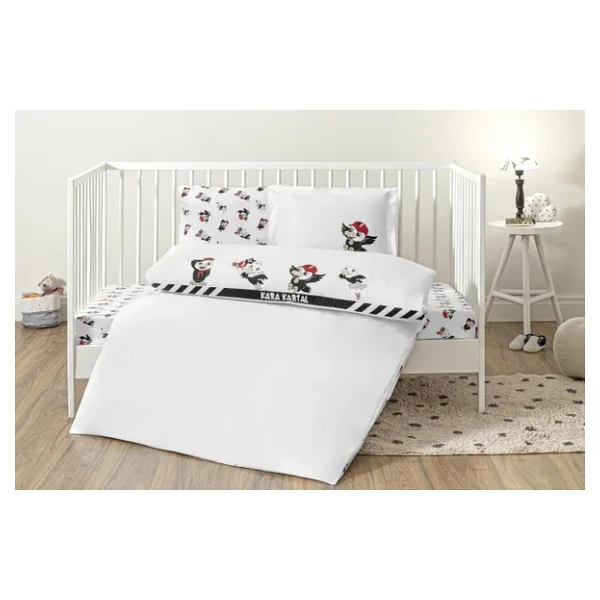 Taç Beşiktaş Stripe Standart Pamuk Nevresim Takımı, Siyah, Beyaz, Bebek - Görsel 5