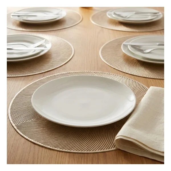 Deconox 6'lı Set Latte Desenli Plastik Amerikan Servisi, 38 Cm - Yıkanabilir Ve Silinebilir Yuvarlak Supla, Masa Servis Altlığı Takımı - Görsel 4