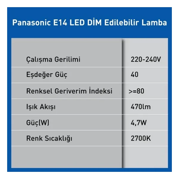 Panasonic Sarı Işık Dimmerli 4.7 W-40 W E14 LED Ampul - Görsel 5