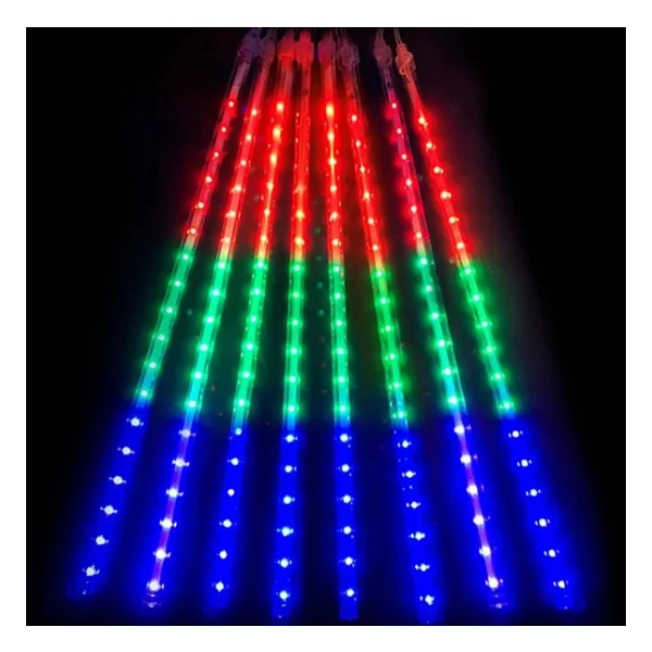 Coverzone 45 Cm 8 Adet Noel Yılbaşı Özel Gün Kutlama Işığı LED Ampül Saçak Model Balkon Merdiven Salon Yada Oda Süslemelerinde İç Ve Dış Mekan Kullanıma Uygun RGB Işık (RGB Işık 8 Adet) - Görsel 3