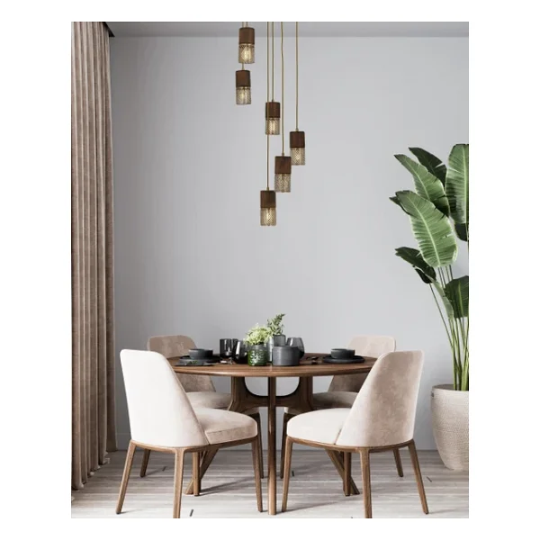 Avonnı Av-60265-6et Eskitme Kaplama Modern Avize E27 Metal Ahşap 40cm - Görsel 5