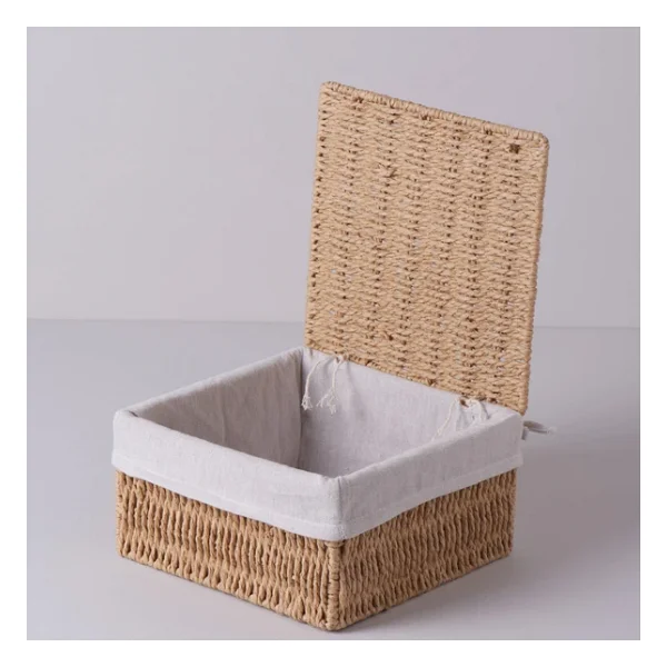 Linens Carry 23x23x12 Cm Kapaklı Sepet Naturel - Görsel 4