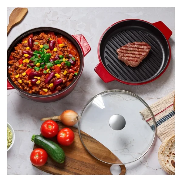 Aryıldız Duo Cast Iron Kırmızı 24 Cm Döküm Tencere - Görsel 3