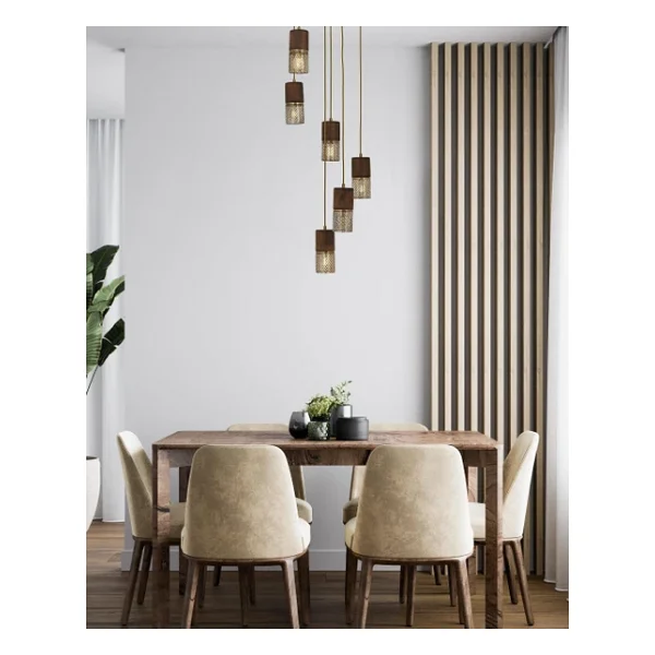 Avonnı Av-60265-6et Eskitme Kaplama Modern Avize E27 Metal Ahşap 40cm - Görsel 6