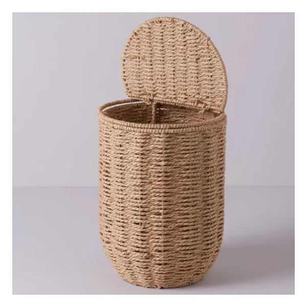 Linens Carry 22x22x32 Cm Kapaklı Yuvarlak Sepet Naturel - Görsel 3