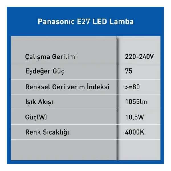 Panasonic Gün Işığı 10.5 W-75 W E27 LED Ampul - Görsel 7