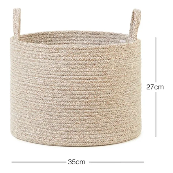 Ocean Home Textile Bej Kırçıllı Pamuklu Halat Sepet 35 X 27 Cm - Görsel 2