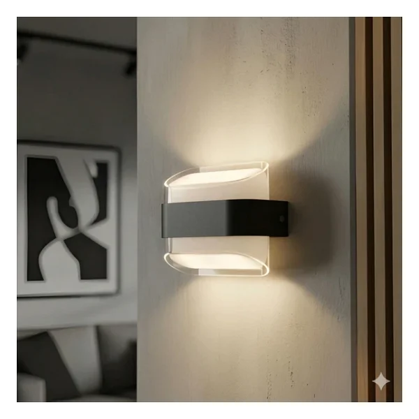 Dekoratif Aydınlatma 12w LED Aplik Cata Gozo Dış Ve İç Mekan Duvar Apliği - 3200k Günışığı, Ip44, Şeffaf Plexiglass Çerçeve, Modern Bahçe Aplik, Veranda, Teras Ve Dış Cephe - Görsel 5