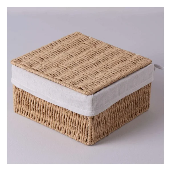 Linens Carry 23x23x12 Cm Kapaklı Sepet Naturel - Görsel 2