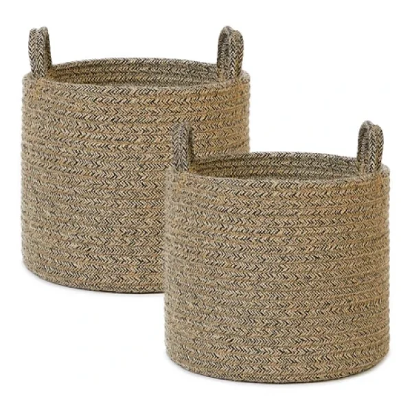 Ocean Home Textile 2'li Siyah Kırçıllı Jüt Halat Sepet Set 26 X 22 Cm - Görsel 5