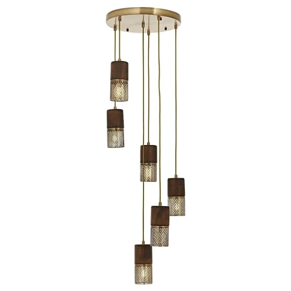 Avonnı Av-60265-6et Eskitme Kaplama Modern Avize E27 Metal Ahşap 40cm - Görsel 3
