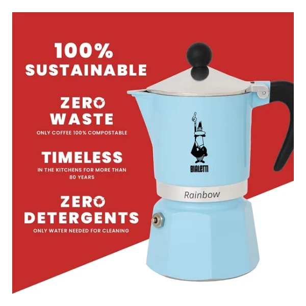 Bialetti Rainbow Mavi 3 Cup Moka Pot - Görsel 5