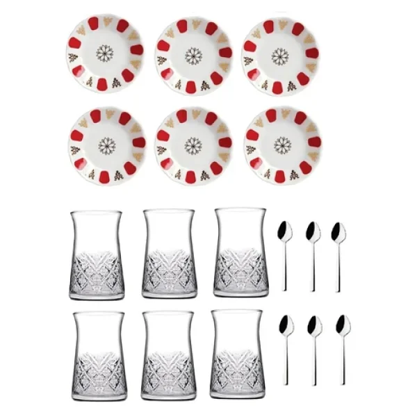 Pasabahce 18 Parça Timeless Otantik Kırmızı Acem Çay Bardağı Takımı Seti 869856385369 - Görsel 3