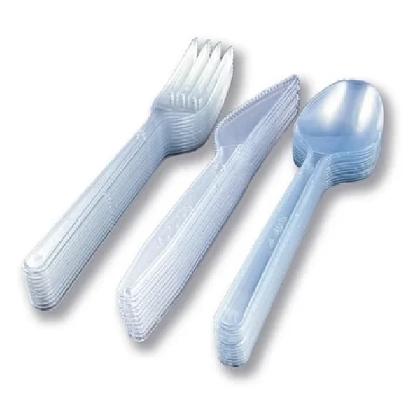 Sert Kalın Plastik Çatal 1. Kalite Lüks Şeffaf Çatal-Kaşık- Bıçak 3'lü Set - Görsel 5