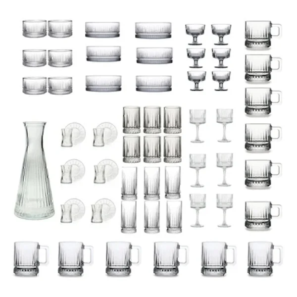 Paşabahçe Elysia 61 Parça Bardak, Sunumluk, Çerezlik , Dondurmalık Full Çeyiz Seti - Görsel 3