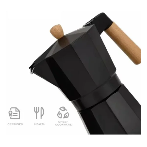 Mukko Home Mokapot 6-Cups Coffeehutt Bigg Coffee Kahve Demleme Kahve Ekipmanı Italyan Filtre Kahve Makinesi,Siyah - Görsel 3