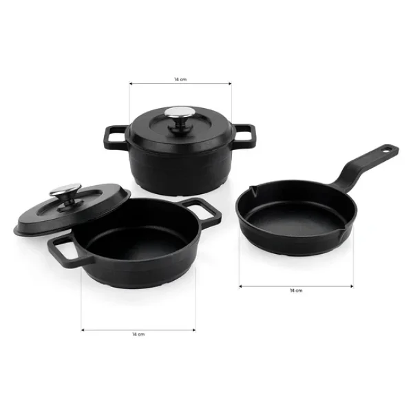Schafer Pro Cast Siyah 5 Parça Mini Döküm Tencere Seti - Görsel 6