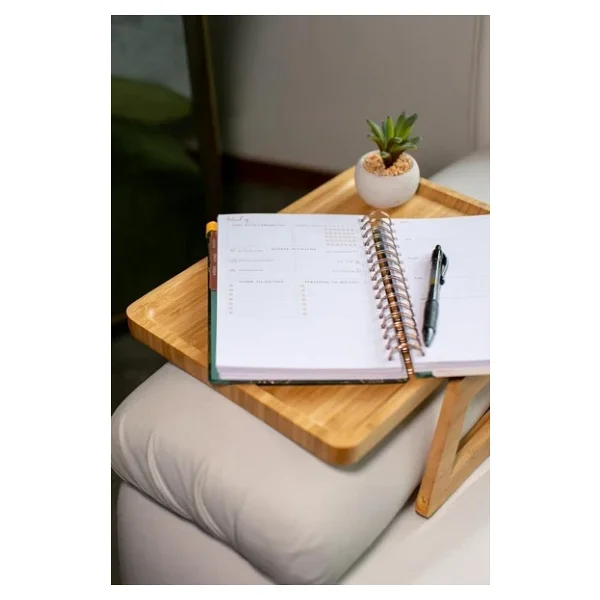 Digithome Bambu Katlanabilir Ayaklı Koltuk Kolu Keyif Servis Ve Sunum Tepsisi 27 Cm Kahverengi - Thn76075 C1-1-18 - Görsel 2
