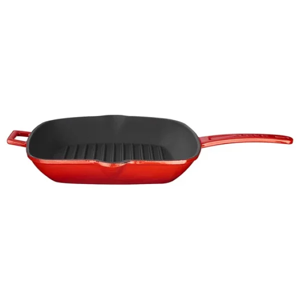 Lava Metal Saplı 26x26 Cm Döküm Kırmızı Izgara Tava - Görsel 10