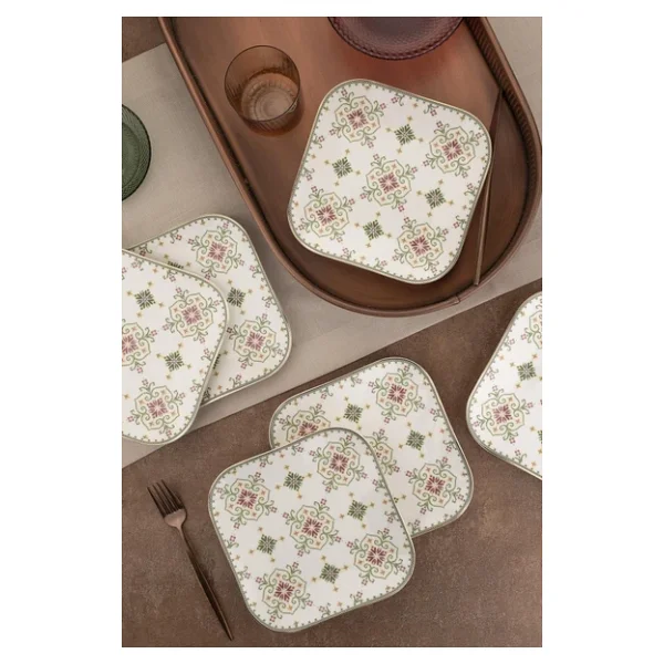 Kütahya Porselen Bone Minas Goblen 20 Cm 6'lı Servis Tabağı - Görsel 3