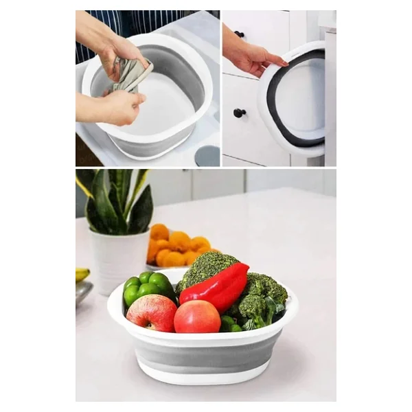 Deconox Akordiyonlu Katlanabilir Badya Leğen 5 Litre - Katlanabilir Yer Kaplamayan Badya Ve Leğen (699) - Görsel 3