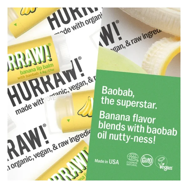 Hurraw Baobab Banana Lip Balm Muz Dudak Balmı - Görsel 8