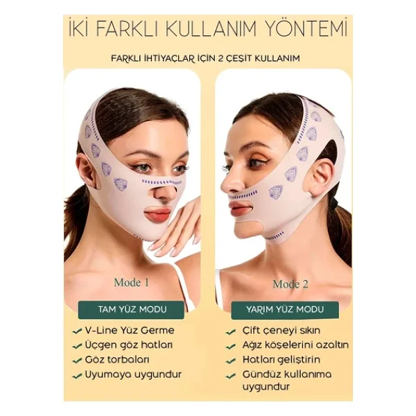 Onomo Yüz Şekillendirici Maske, V Çene Sıkılaştırıcı Band, Yüz Ve Boyun İncelten Maske, Ten Rengi - Görsel 8