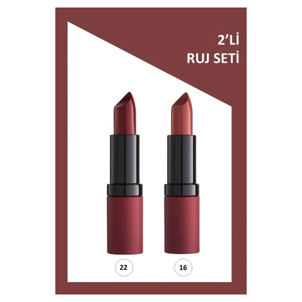 Golden Rose Velvet Matte Lipstick 2'li Ruj Seti - No: 22-16 - Görsel 5