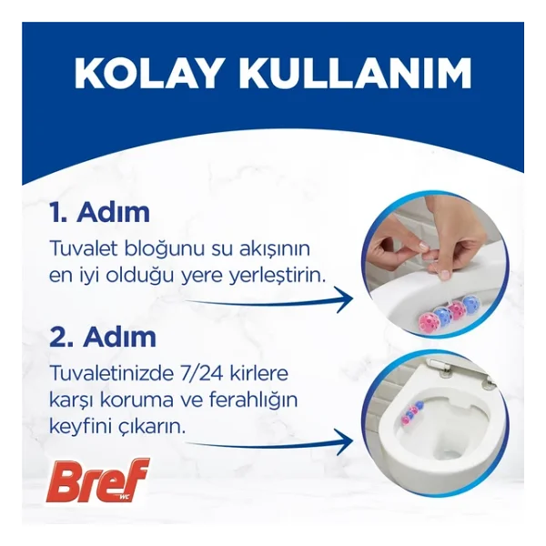 Bref Wc Power Aktiv Çiçek Kokulu 2'li Klozet Temizleme Topları 1 X 2 Adet, Çiçek 2, İkili - Görsel 5