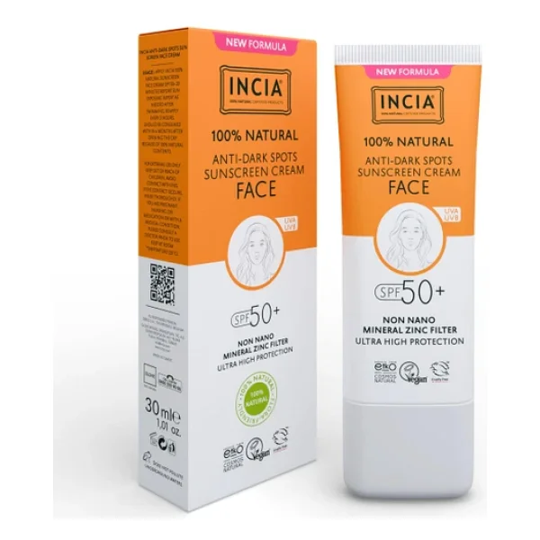 Incıa %100 Doğal Yüz Güneş Kremi Leke Karşıtı Aydınlatıcı Mineral Filtre Uva1 Uva2 Uvb Spf 50+ 30 Ml - Görsel 3