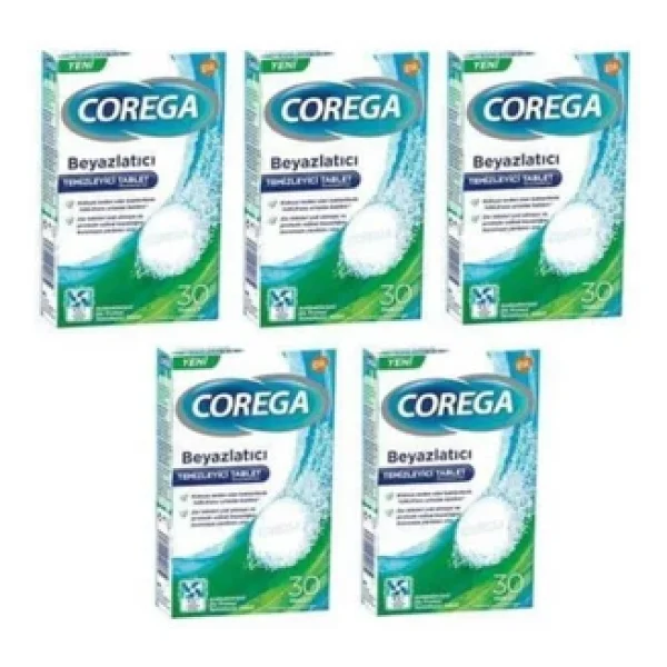 Corega Diş Protezi Beyazlatıcı Temizleyici 30 Tablet X 5 Kutu - Görsel 4