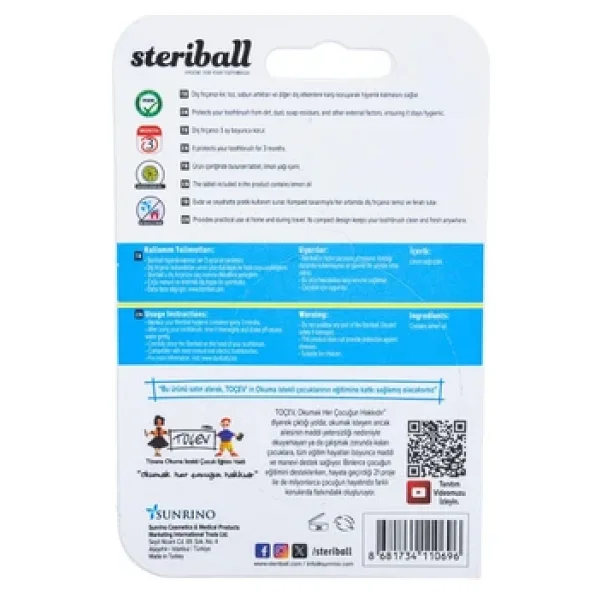 Steriball Diş Fırçası Koruma Kabı - Limon Kokulu Yetişkin - Görsel 2