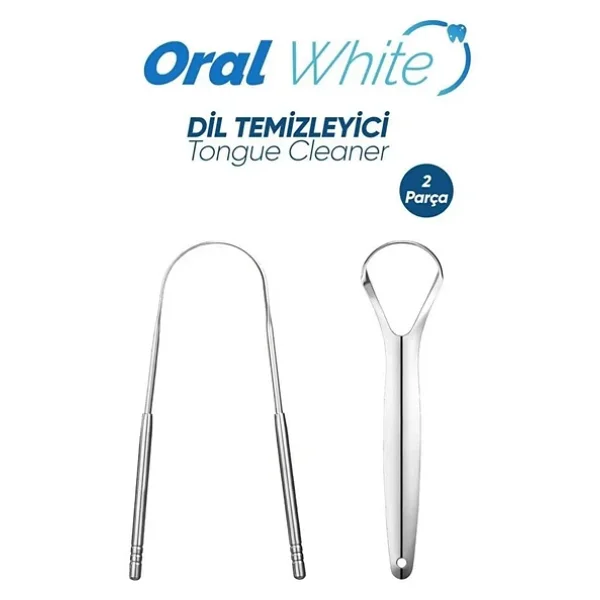 Oral White Paslanmaz Çelik Dil Temizleyici Ve Dil Sıyırıcı, 2 Parça Set, Ağız Bakımı Ve Kötü Nefes Önleyici - Görsel 5