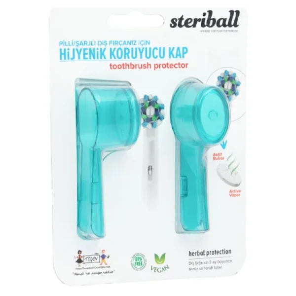 Steriball Şarjlı Ve Pilli Diş Fırçaları İçin Hijyenik Diş Fırçası Koruma Kabı-2'li Turkuaz X 2 - Görsel 3