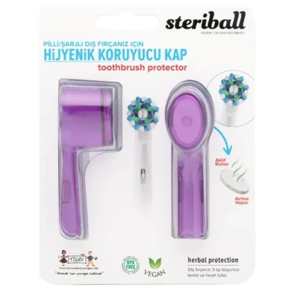 Steriball Şarjlı Ve Pilli Diş Fırçaları İçin Hijyenik Diş Fırçası Koruma Kabı-2'li Mor X 2 - Görsel 3