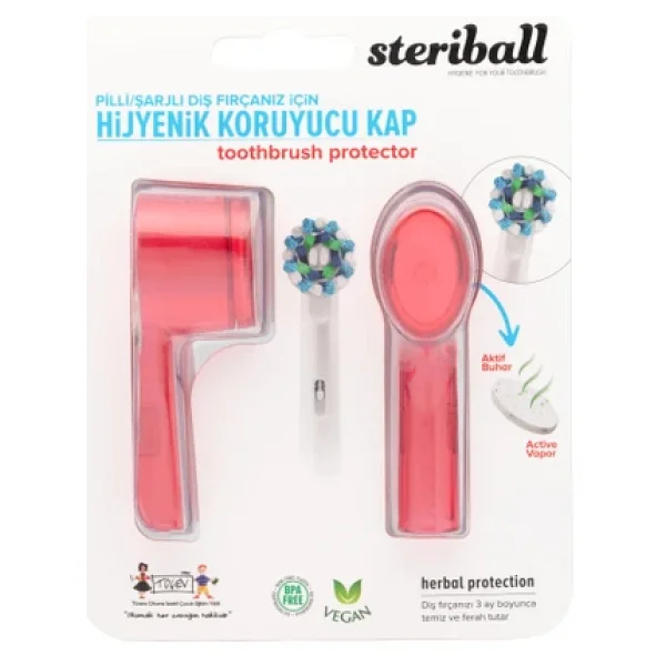 Steriball Şarjlı Ve Pilli Diş Fırçaları İçin Hijyenik Diş Fırçası Koruma Kabı-2'li Kırmızı - Görsel 3