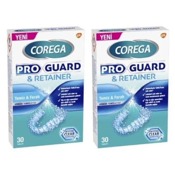 Corega Proguard & Retainer 30'lu 2 Adet Protez Temizleme Tableti Temizleyici Tablet - Görsel 4