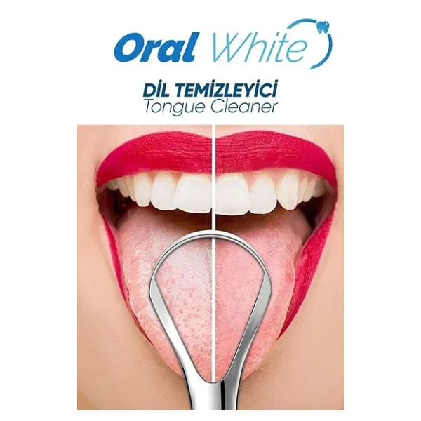 Oral White Paslanmaz Çelik Dil Temizleyici Ve Dil Sıyırıcı, 2 Parça Set, Ağız Bakımı Ve Kötü Nefes Önleyici - Görsel 7