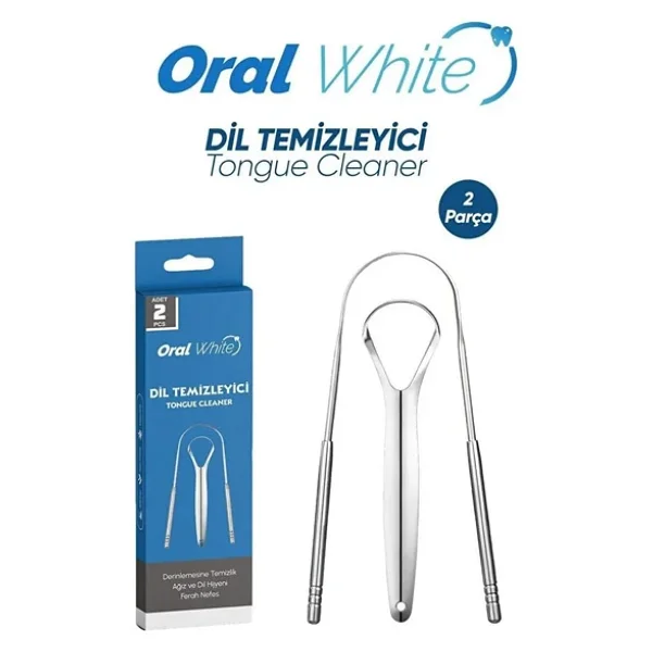 Oral White Paslanmaz Çelik Dil Temizleyici Ve Dil Sıyırıcı, 2 Parça Set, Ağız Bakımı Ve Kötü Nefes Önleyici - Görsel 4