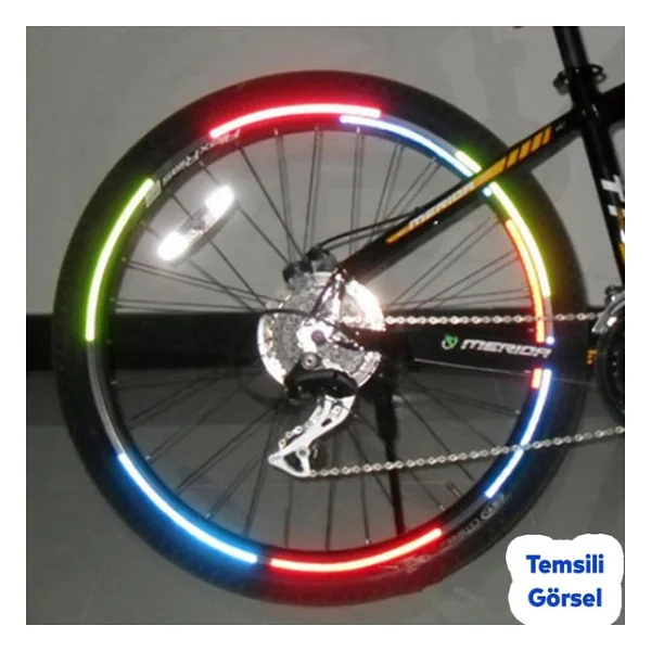 Badem10 Yapışkanlı Neon Bisiklet Motosiklet Araba Jant Bandı 7 Mm X 7 Metre Mavi Reflektif Parlayan Bant - Görsel 5